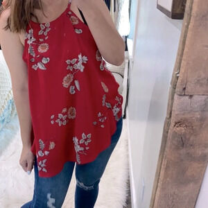 BB Dakota red floral top sleeveless size medium
